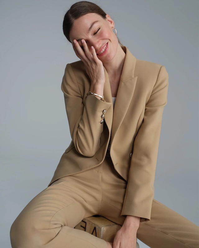 Cropped Double Button Blazer