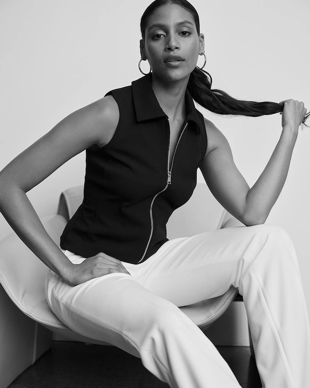 Zip-Up Collared Top