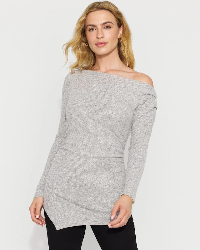 Petite Off-The-Shoulder Snit Top