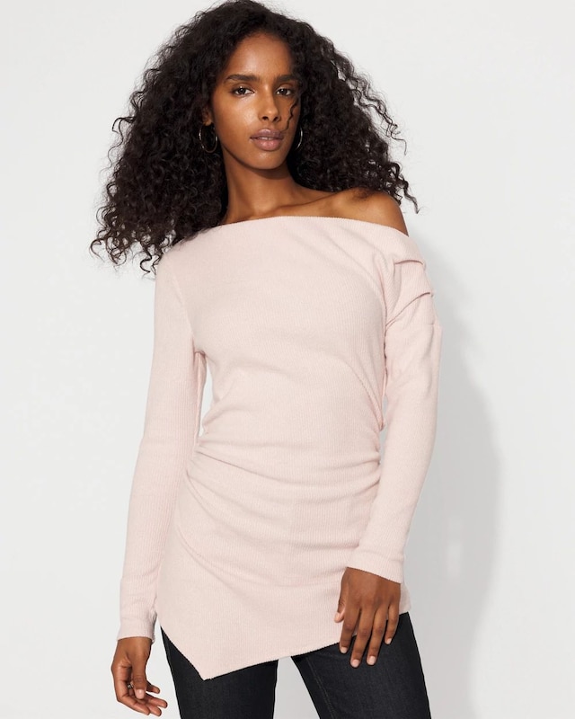 Petite Off-The-Shoulder Snit Top