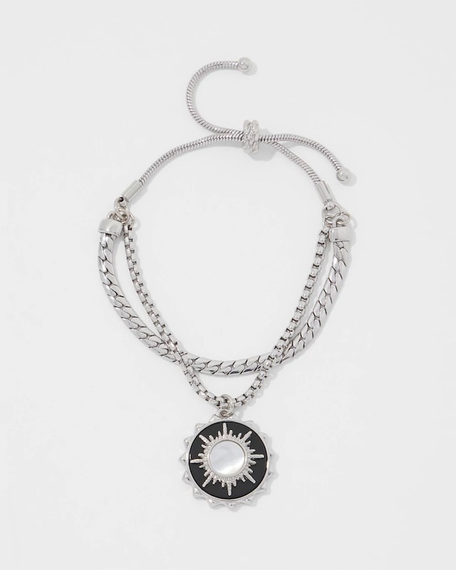 Silver Onyx Charm Bracelet