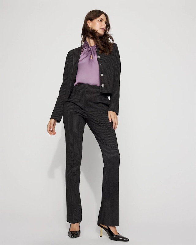 Petite Slim Pinstripe Denim-Look Bootcut Pant