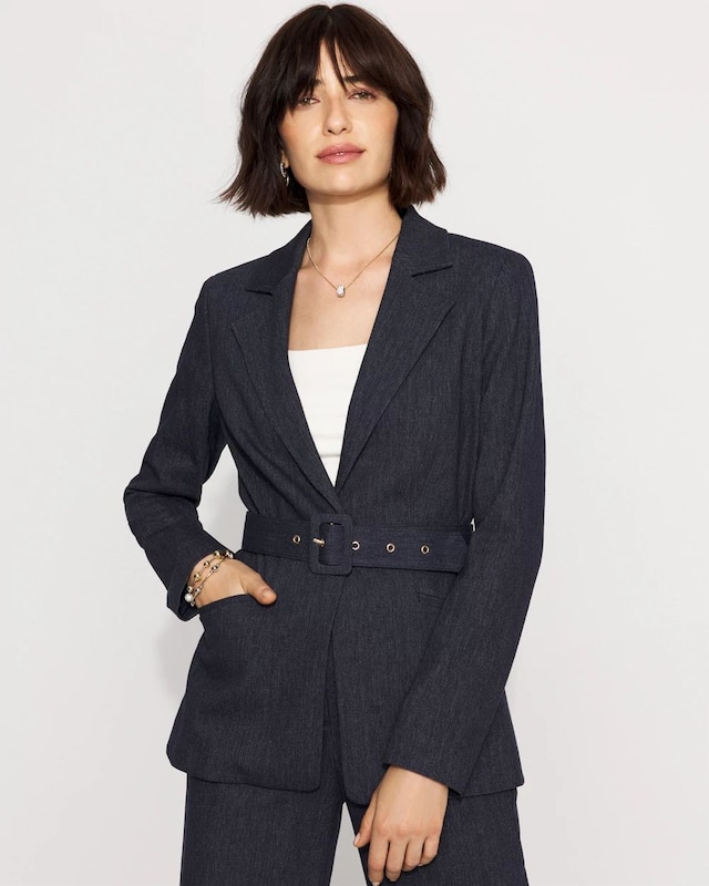 Petite Denim-Look Blazer