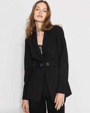 Petite Belted One-Button Blazer