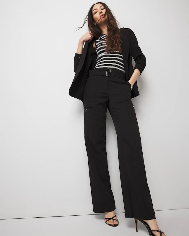 Petite Belted Utility Wide Leg Pant