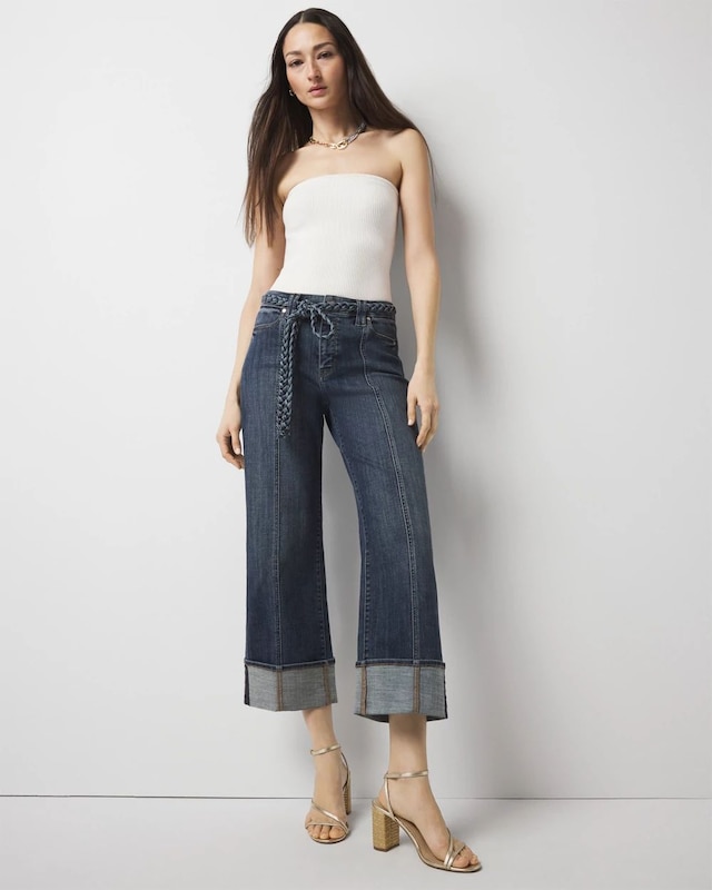 Petite High-Rise Cuffed Wide Leg Cropped Jean