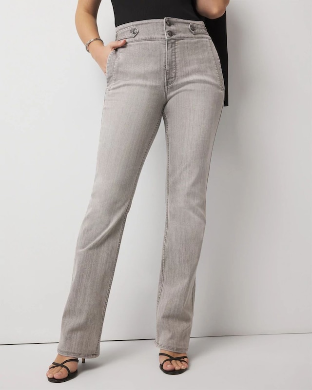 Curvy Extra High-Rise Novelty Button Bootcut Jeans