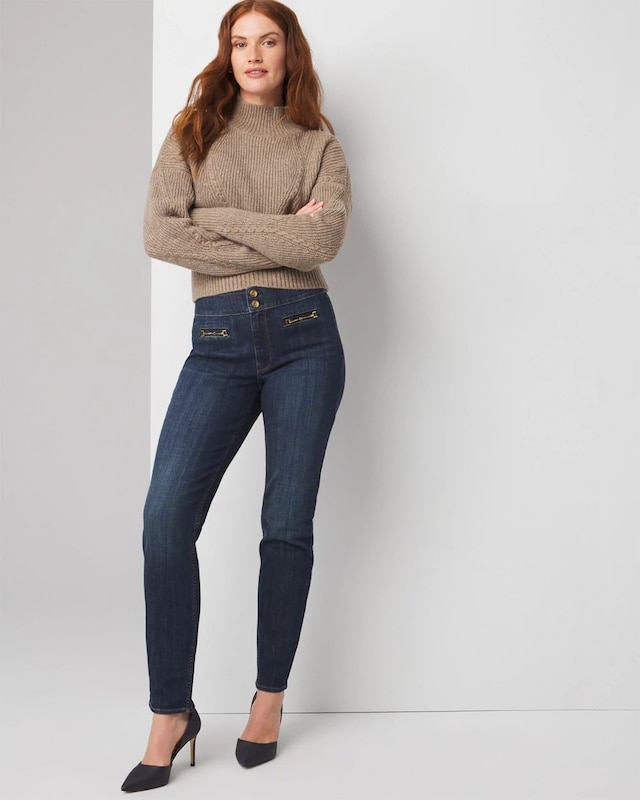 Curvy High-Rise Horsebit Slim Jeans