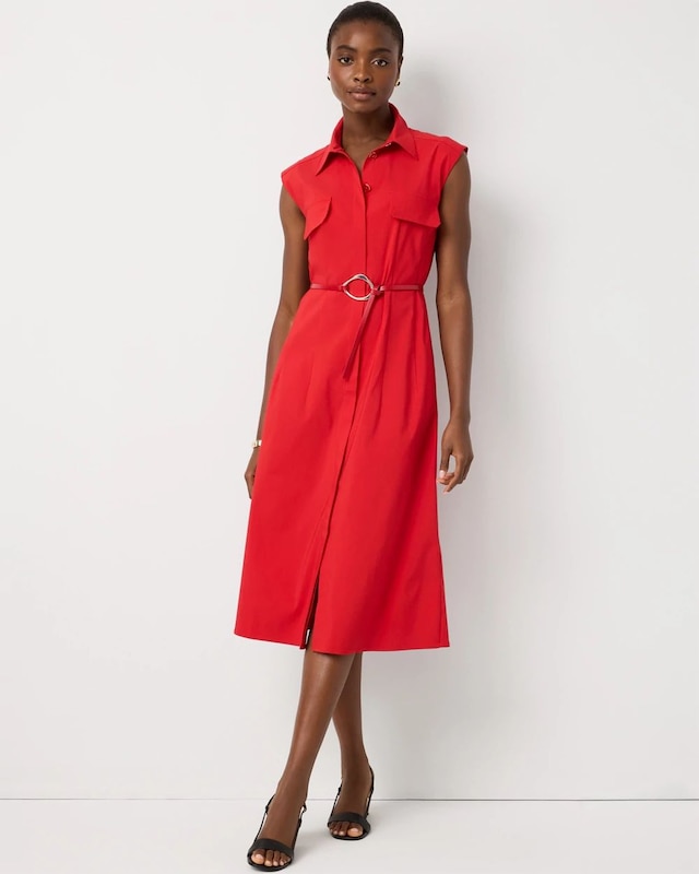 Belted Midi Shirt Dress