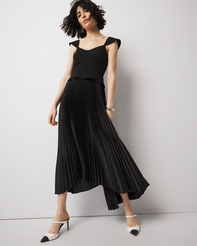Petite Corset Pleated Midi Dress