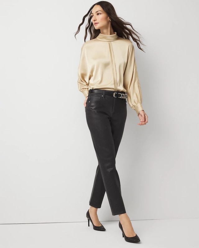 Clear Coated High Rise Ankle Jean