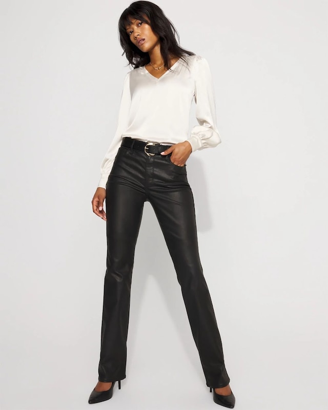 Petite High-Rise Coated Micro Bootcut Jean