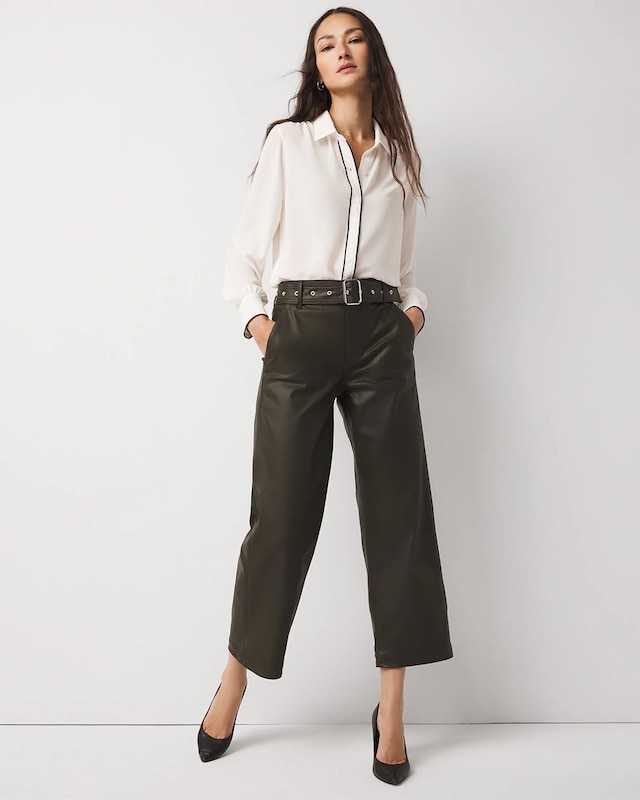 Coated High-Rise Wide-Leg Crop