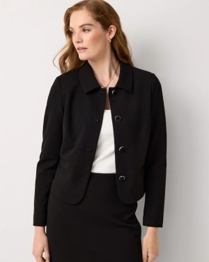Petite Knit Crepe Cropped Jacket