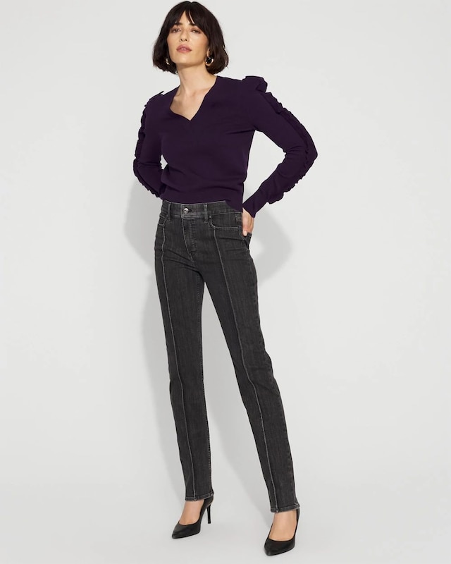 Pintuck High-Rise Slim Jean