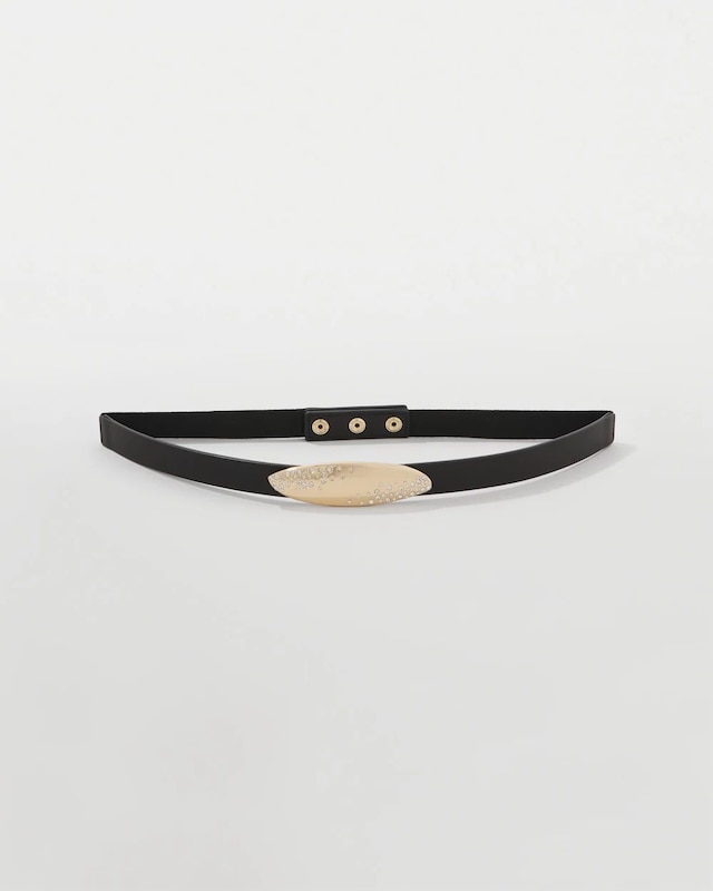 Dusted Pav�� Buckle Skinny Belt