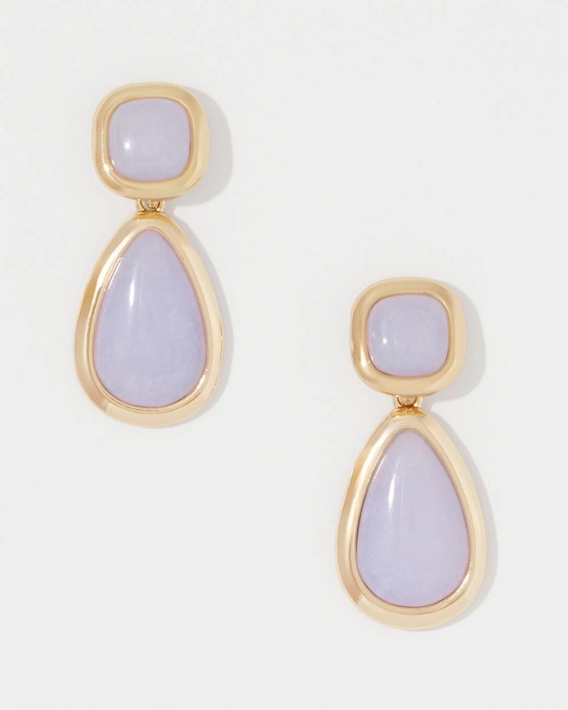 Lilac Dyed Jade Teardrop Earrings