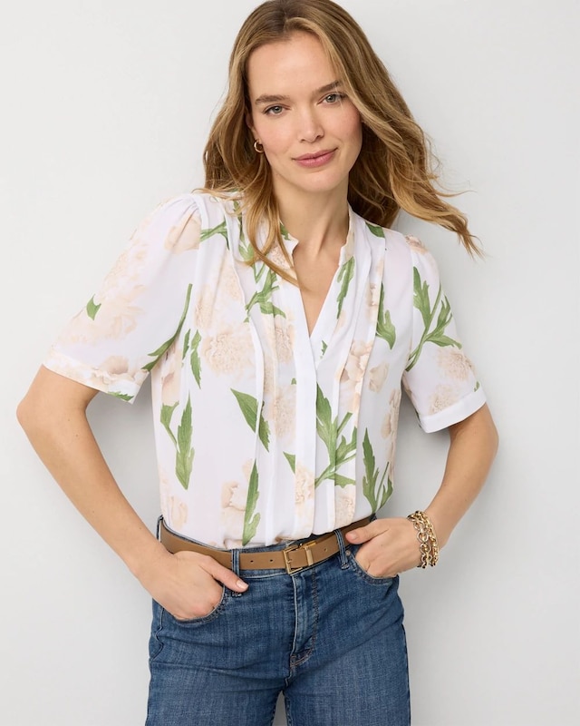 Pleated Crepe Shirt
