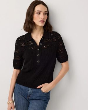 Petite Crochet Knit Top