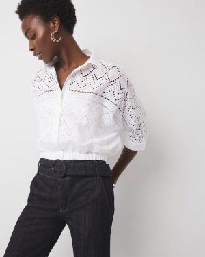Kimono Sleeve Eyelet Shirt