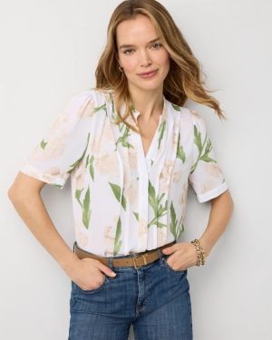 Petite Pleated Crepe Shirt