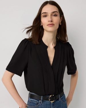 Petite Pleated Crepe Shirt