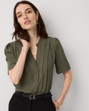 Petite Pleated Crepe Shirt