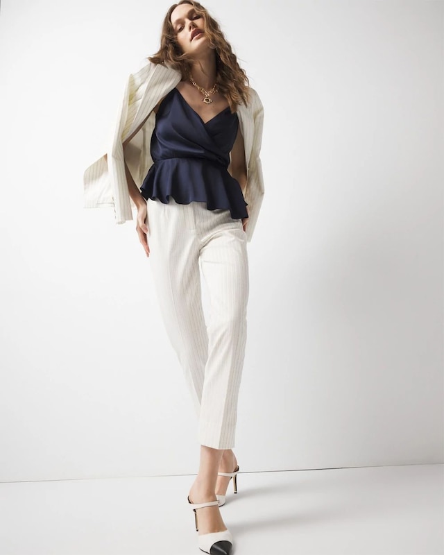 High-Rise Straight Pinstripe Pant