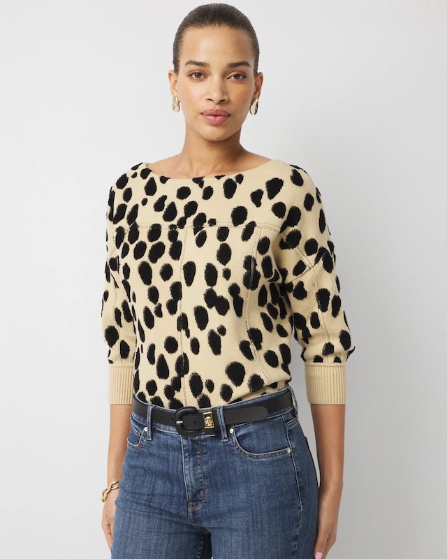 Jacquard Puff Sleeve Sweater