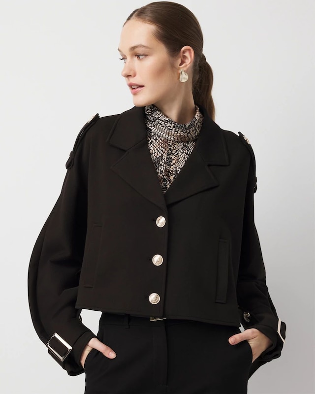 Petite Cropped Knit Trench