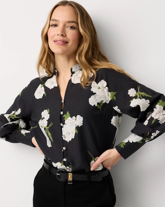 Petite Floral Raglan Sleeve Shirt