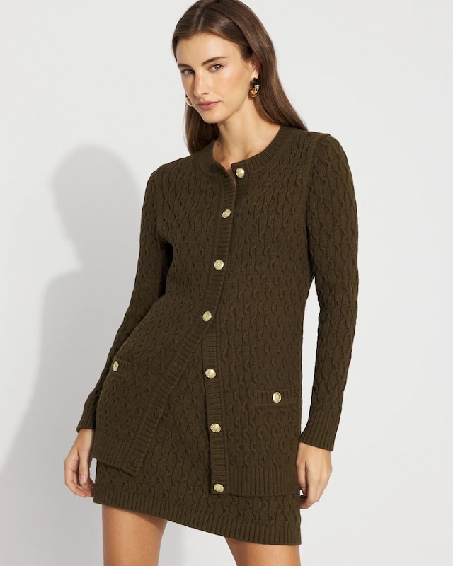 Petite Longline Cable Knit Cardigan