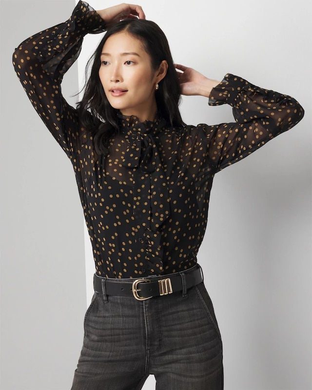 Petite Chiffon Ruffle Blouse