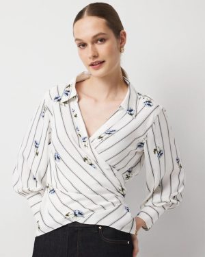 Crepe Long Sleeve Wrap Shirt