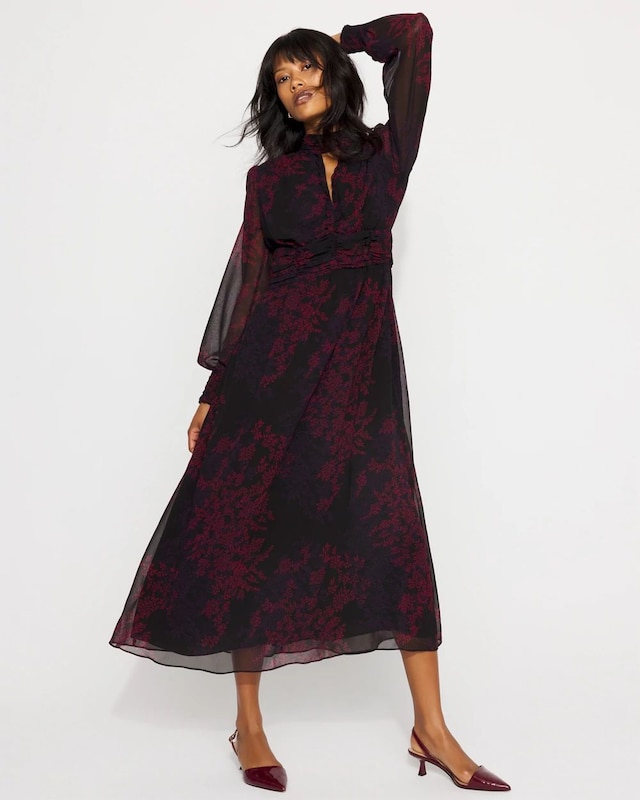 Floral Chiffon Maxi Dress