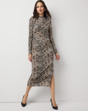 Petite Asymmetrical Mockneck Bodycon Dress