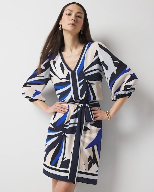 Petite Palm Print Wrap Dress