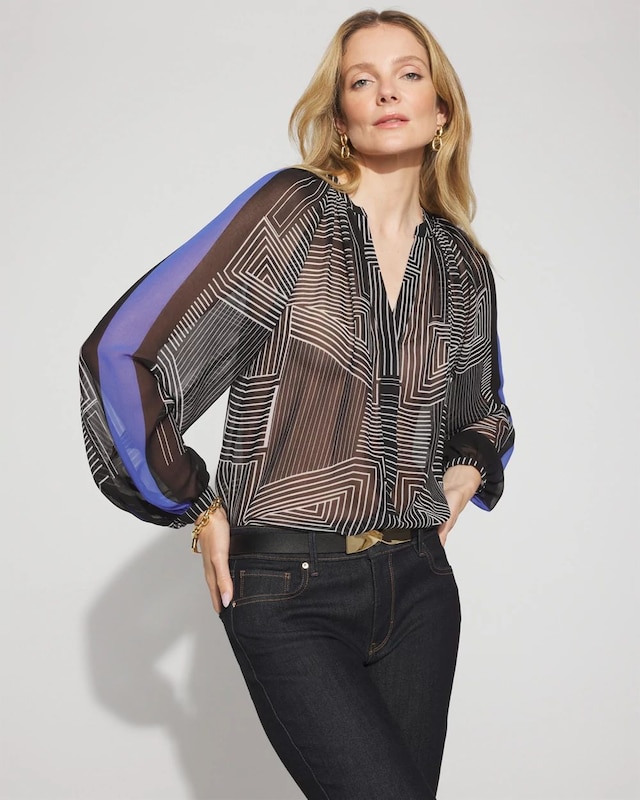 Petite Raglan Sleeve Georgette Blouse