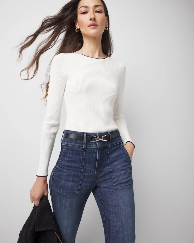 Petite Ribbed Crewneck Pullover