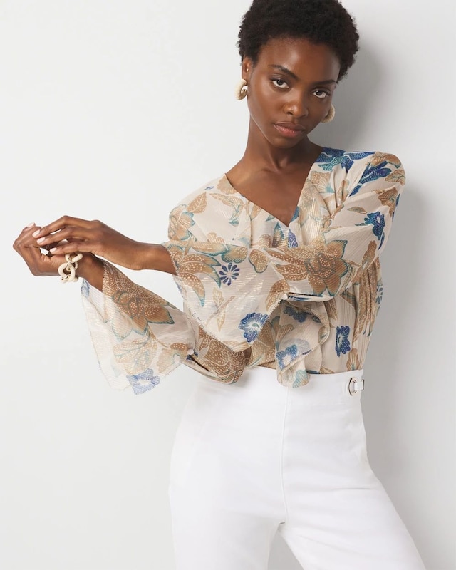 Petite Romantic Ruffle Blouse