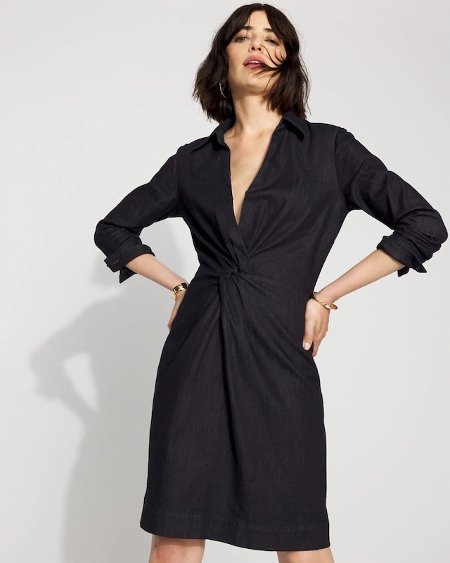 Twist Front Denim Mini Dress