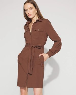 Petite Long-Sleeve Utility Shirt Dress