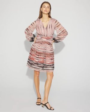 V-Neck Printed Mini Dress