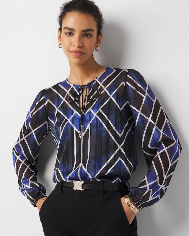 Petite Tie Neck Blouse