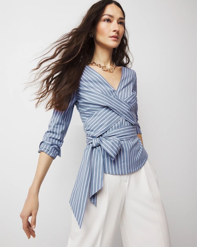 Petite Twist-Front Tie-Waist Blouse