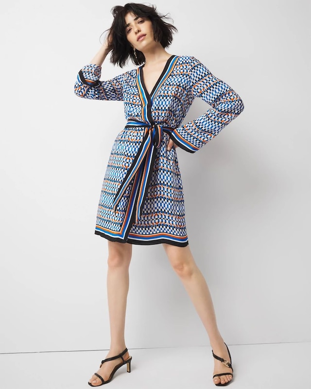 Petite Long-Sleeve Surplice Mini Dress