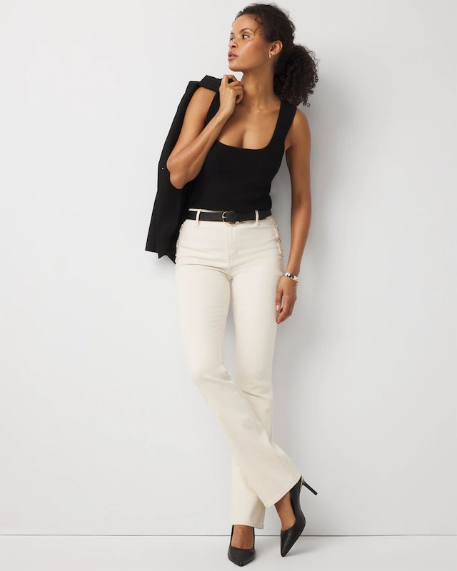 Lace-Up Detail High Rise Bootcut Jean