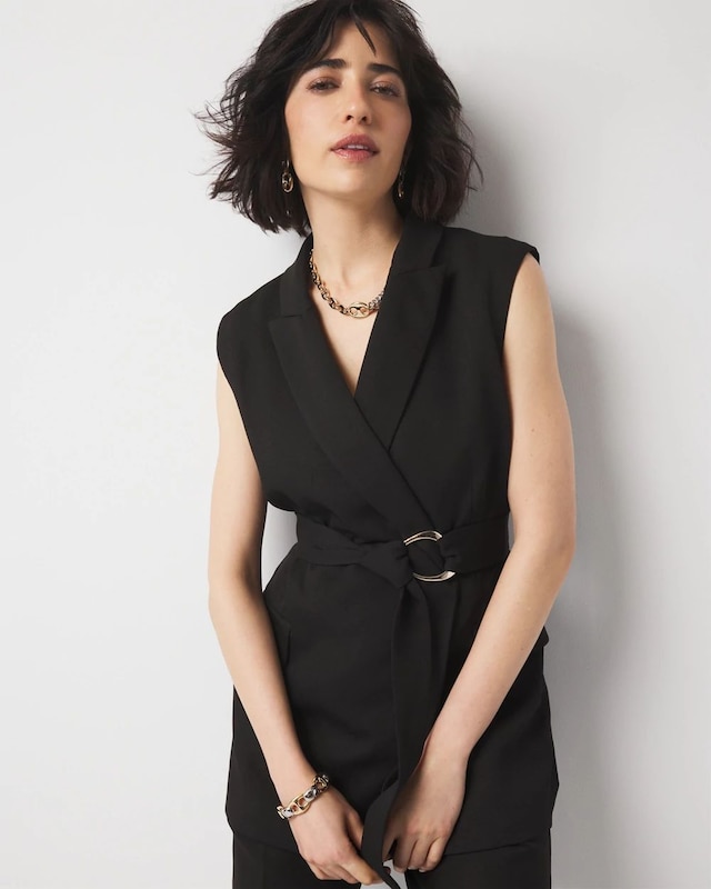 Petite Belted Blazer Vest