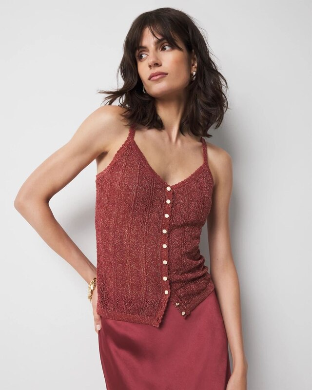Petite Linen-Tencel Metallic Sweater Camisole