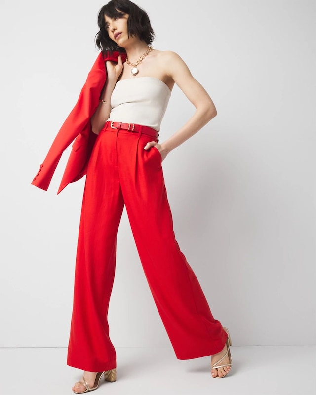 Petite Pleated Wide Leg Pant